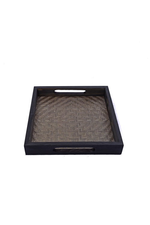 Kadam Haat Handmade Bamboo Square Tray - Small (Black)