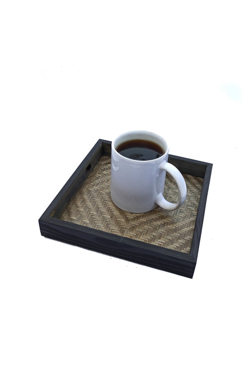 Kadam Haat Handmade Bamboo Square Tray - Small (Black)