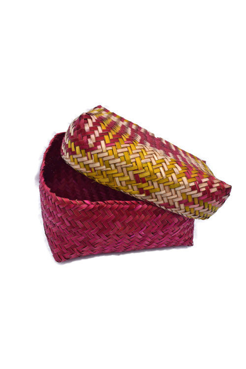 Kadam Haat Handmade Sitalpati Gift Box Set Of 3 (Red & Yellow)