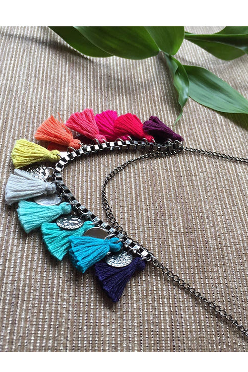 Dhaaga Colour Splash Box Chain Necklace