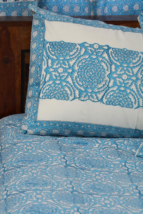 Sootisyahi 'Floral Mesh' Handblock Printed Cotton Bedsheet-3