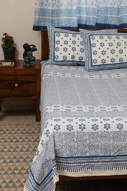 Sootisyahi 'Dream of Stars' Handblock Printed Cotton Bedsheet