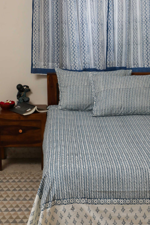 Sootisyahi 'Flowering Vibes' Handblock Printed Cotton Bedsheet-5