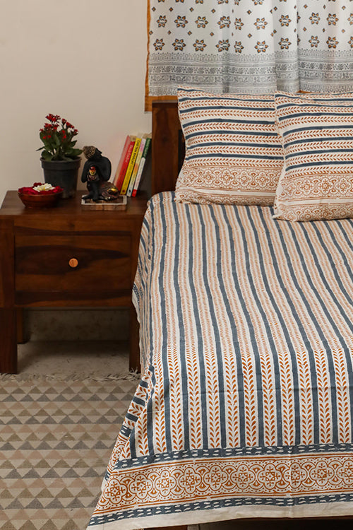 Sootisyahi 'Spring Blossom' Handblock Printed Cotton Bedsheet