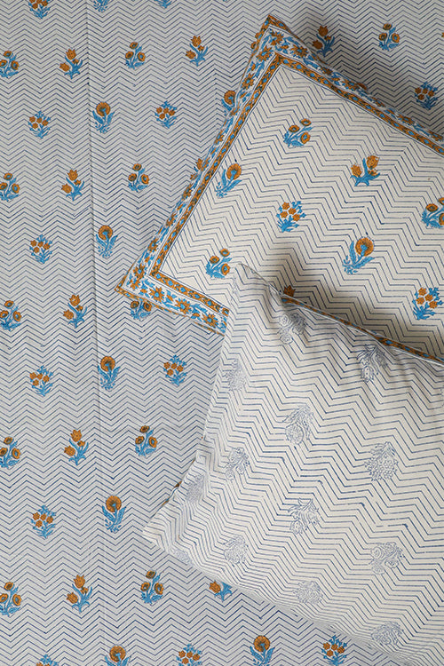 Sootisyahi 'Dream of Flowers' Handblock Printed Cotton Bedsheet-27