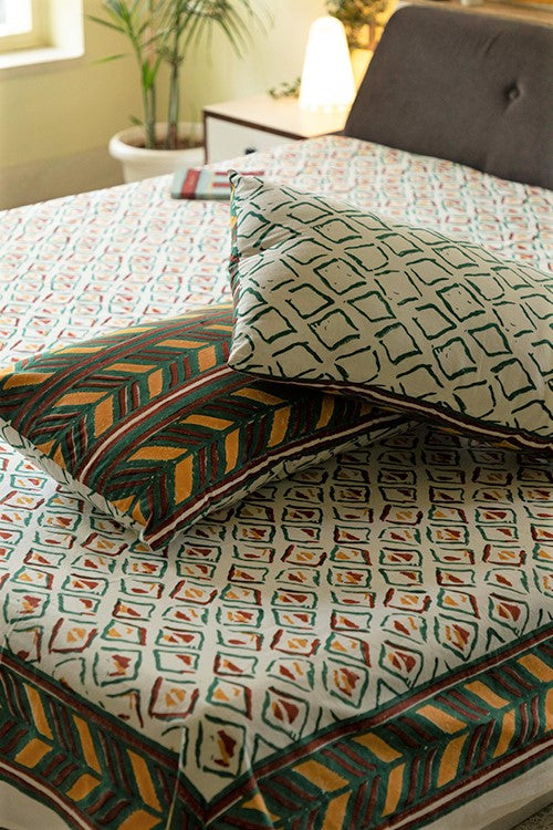 Sootisyahi 'Colorful Checkers' Handblock Printed Cotton Bedsheet