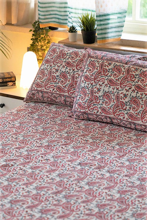 Sootisyahi 'Pleasing Pasley' Handblock Printed Cotton Bedsheet