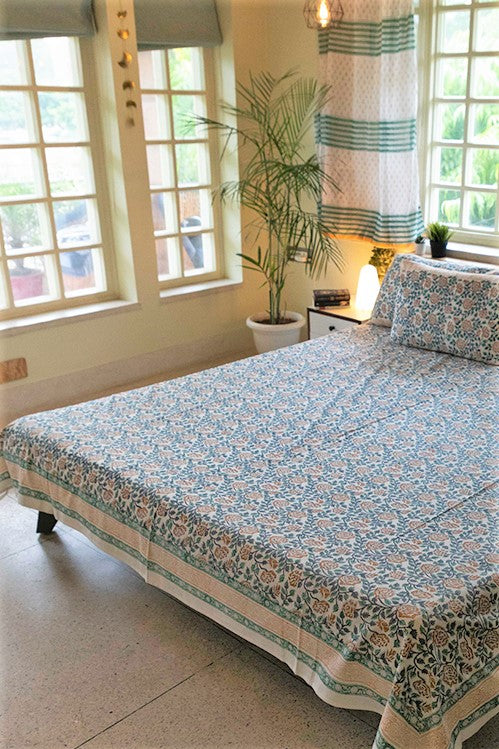 Sootisyahi 'Lively Spring' Handblock Printed Cotton Bedsheet