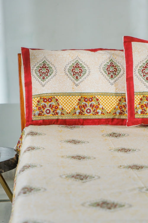 Sootisyahi 'Floral Monarch' Handblock Printed Cotton Bedsheet