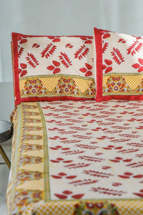 Sootisyahi 'Artful Nature' Handblock Printed Cotton Bedsheet