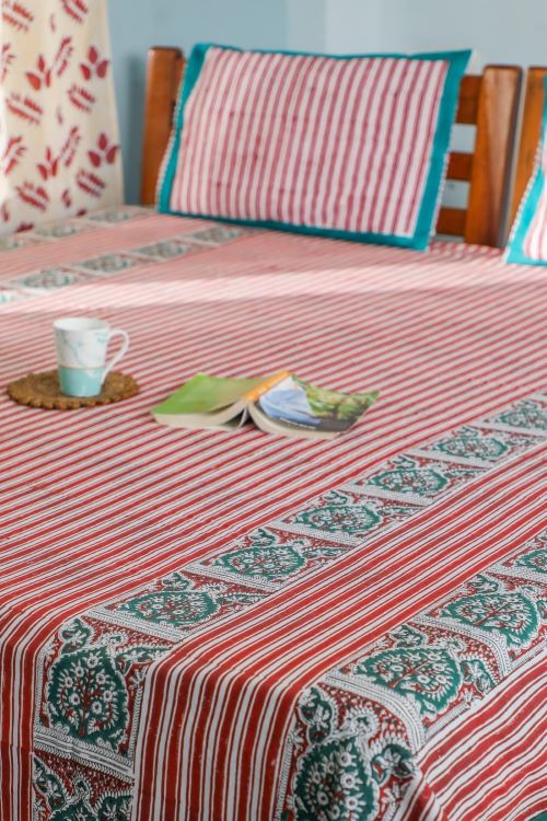 Sootisyahi 'Traditional Environs' Handblock Printed Cotton Bedsheet