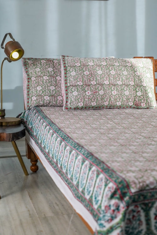 Sootisyahi 'Mughal Garden' Handblock Printed Cotton Bedsheet