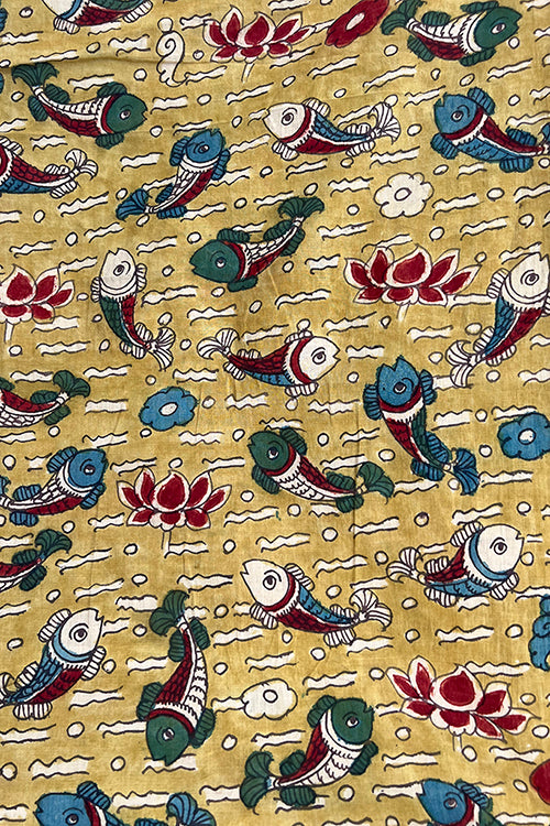 Creative Bee 'Azriel' Natural Dye Hand-Painted Kalamkari Cotton Fabric (0.50 meter)