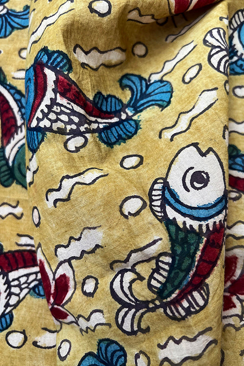 Creative Bee 'Azriel' Natural Dye Hand-Painted Kalamkari Cotton Fabric (0.50 meter)