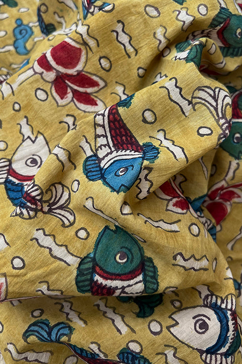 Creative Bee 'Azriel' Natural Dye Hand-Painted Kalamkari Cotton Fabric (0.50 meter)