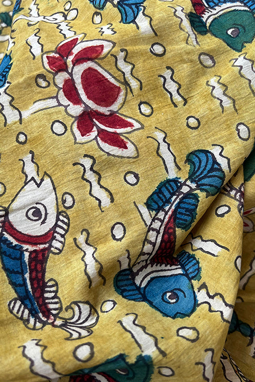 Creative Bee 'Azriel' Natural Dye Hand-Painted Kalamkari Cotton Fabric (0.50 meter)