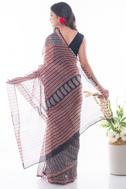 TICH Summer Moods. Bagru Block Printed Kota Doria Saree - Mosaic