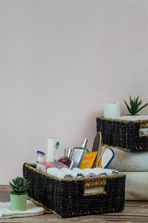 Kadam Haat Handmade  Black Bathroom Organiser Set Of 2