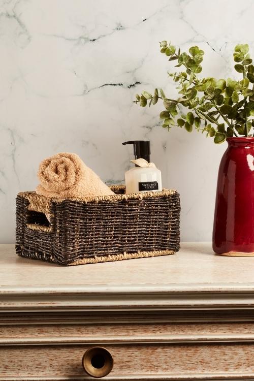 Kadam Haat Handmade  Black Bathroom Organiser Set Of 2