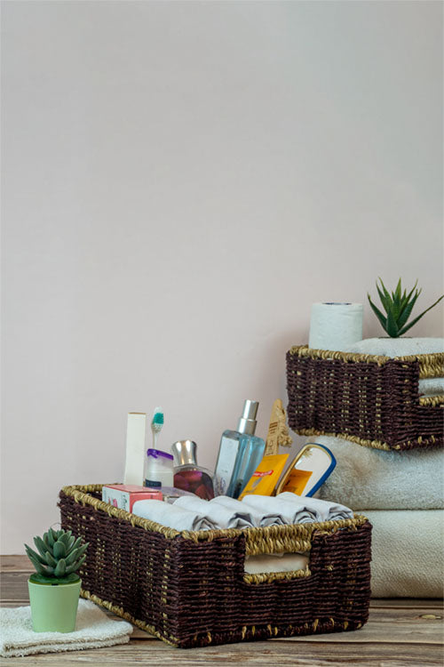 Kadam Haat Handmade Brown Bathroom Organiser Set Of 2