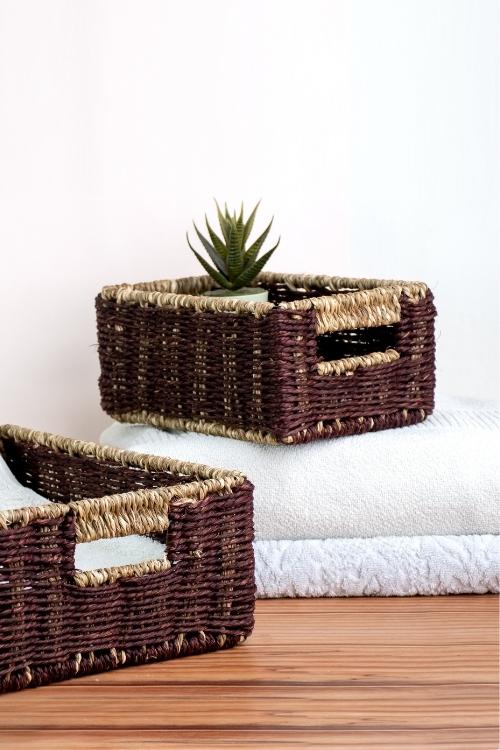 Kadam Haat Handmade Brown Bathroom Organiser Set Of 2