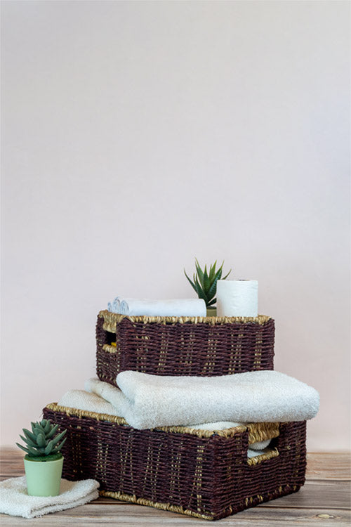 Kadam Haat Handmade Brown Bathroom Organiser Set Of 2