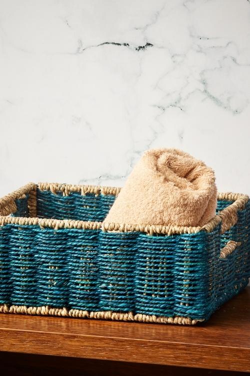 Kadam Haat Handmade Sabai  Grasstowel Basket Large (Indigo)