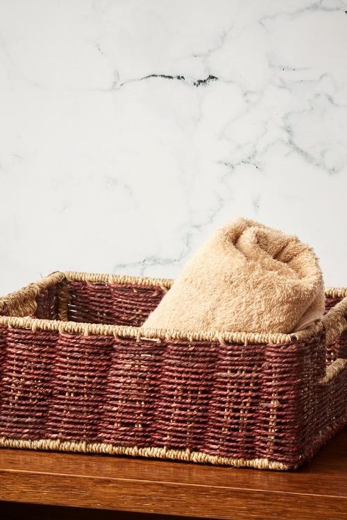 Kadam Haat Handmade Sabai Grass Towel Basket - Small (Brown)