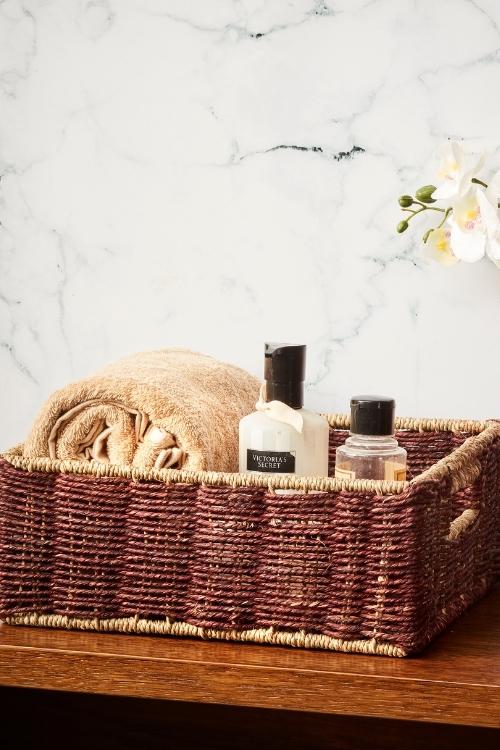 Kadam Haat Handmade Sabai Grass Towel Basket - Small (Brown)