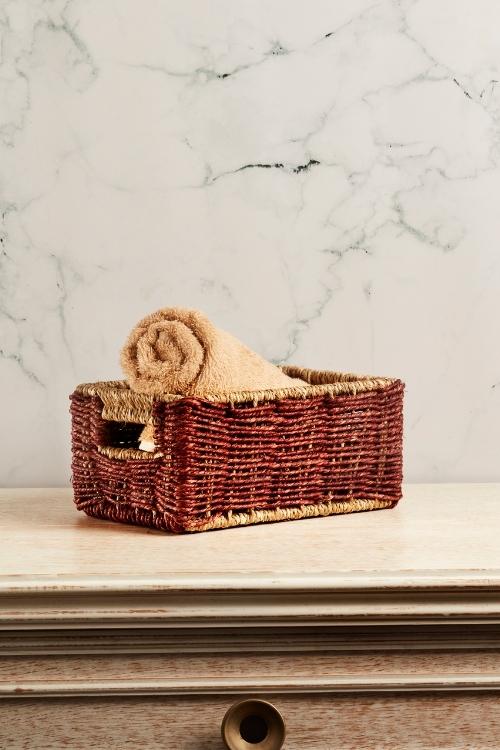 Kadam Haat Handmade Sabai Grass Towel Basket - Small (Brown)