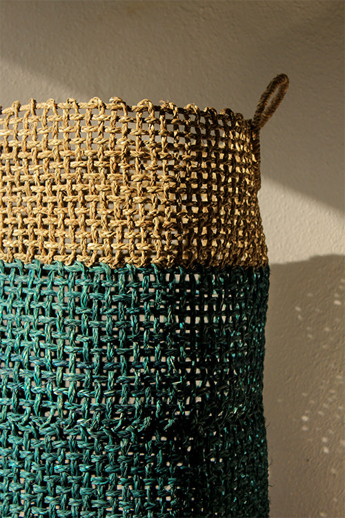 Kadam Haat Handmade Sabai Grass Laundry Basket (Indigo)