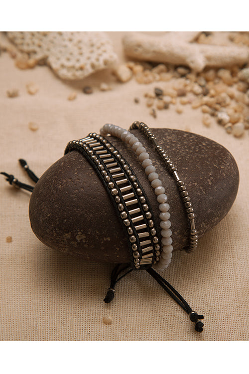 Dhaaga Antique Silver Gold Ladder Bracelet Set