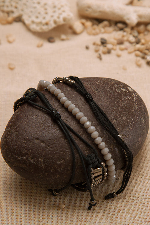 Dhaaga Antique Silver Gold Ladder Bracelet Set