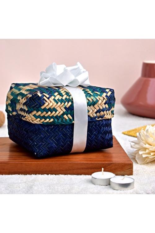 Kadam Haat Handmade Sitalpati  Gift Box Set Of 3 (Indigo)
