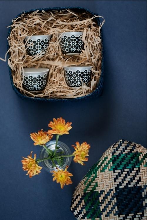 Kadam Haat Handmade Sitalpati  Gift Box Set Of 3 (Indigo)