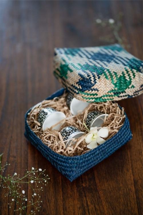 Kadam Haat Handmade Sitalpati  Gift Box Set Of 3 (Indigo)