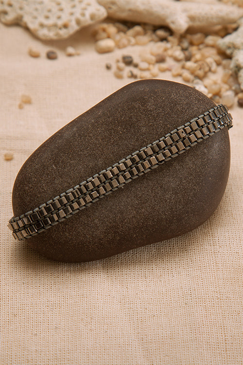 Dhaaga Chic Glam Double Silver Square Bracelet