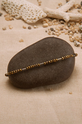 Single Gold Bugle Bead Bracelet