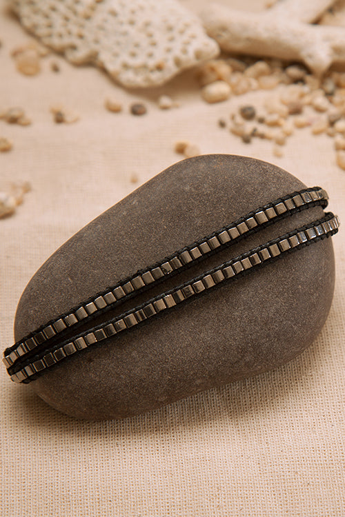 Dhaaga Double Silver Square Bracelet