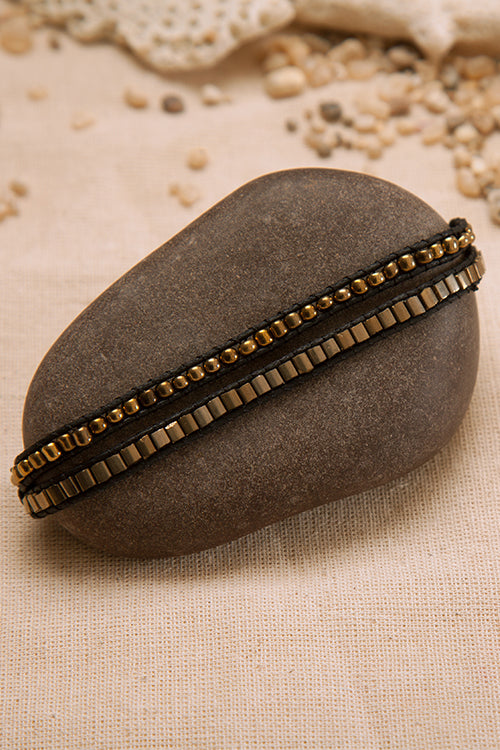 Dhaaga Double Golden Beads and Squares