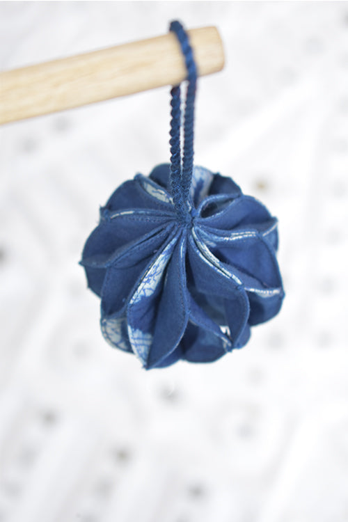 Okhai 'Lapis' Pure Cotton Hand Embroidered Christmas Ornament