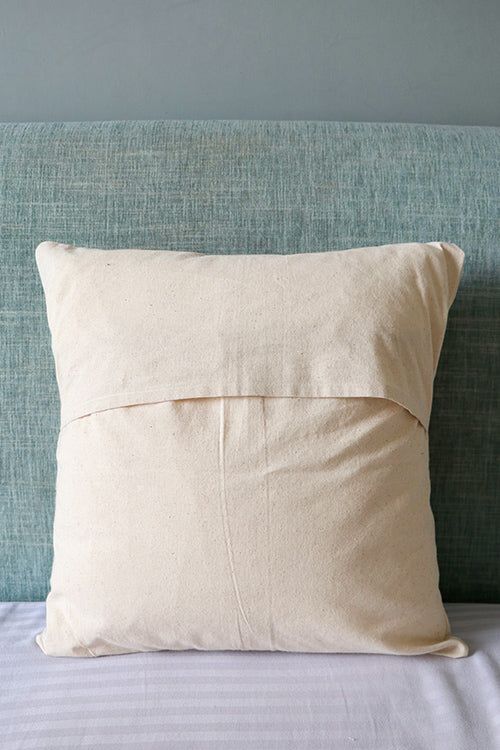 Okhai 'Blue Poppy' Hand Embroidery Cushion Cover