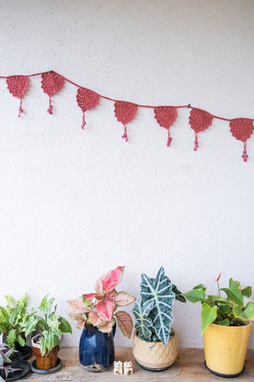 Samoolam Handmade Bird Boho Bunting - Rust Red