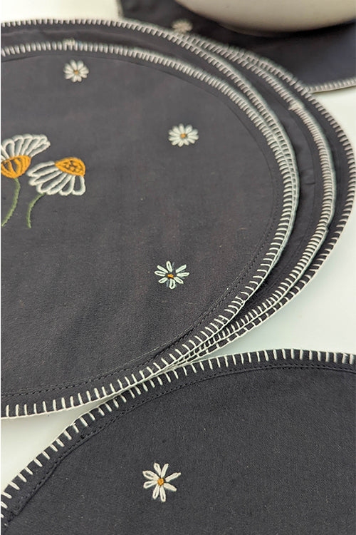 Okhai 'Musk Rose' Hand Embroidered Pure Cotton Coaster