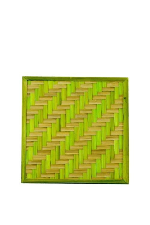 Kadam Haat Handmade Bamboo Square Coasters (Green)
