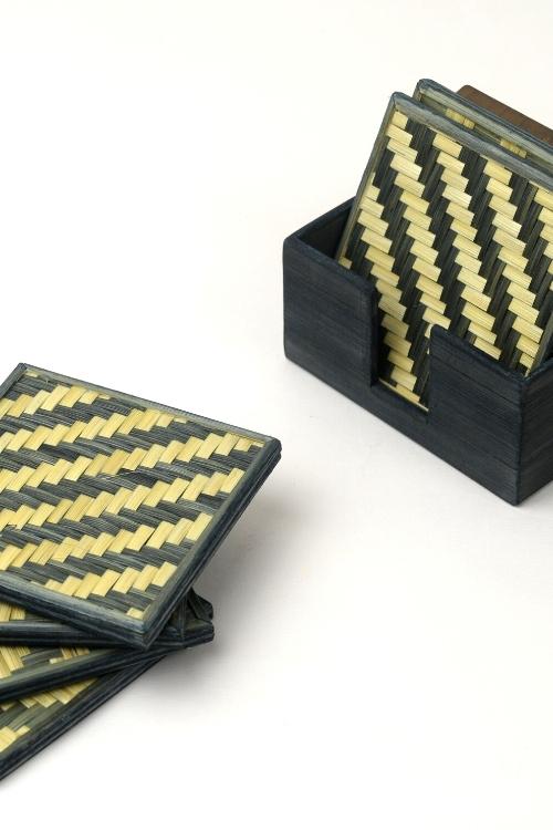 Kadam Haat Handmade Bamboo Coasters (Black)