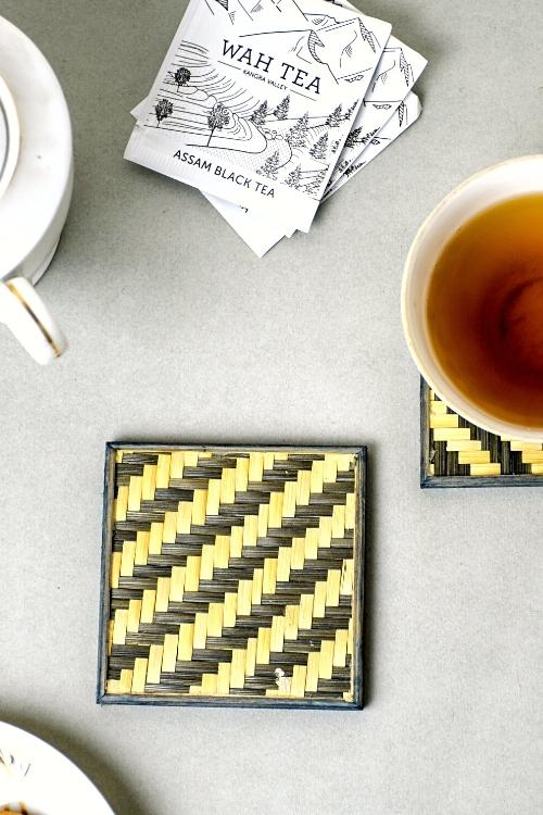 Kadam Haat Handmade Bamboo Coasters (Black)