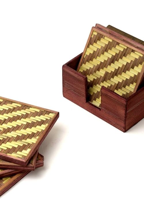 Kadam Haat Handmade Bamboo Coasters (Brown)