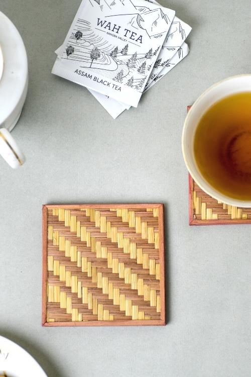 Kadam Haat Handmade Bamboo Coasters (Brown)