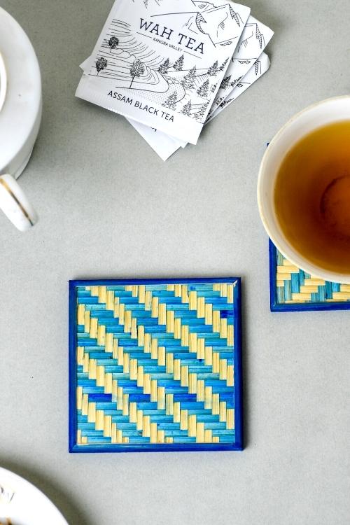 Kadam Haat Handmade Bamboo Coasters (Blue)